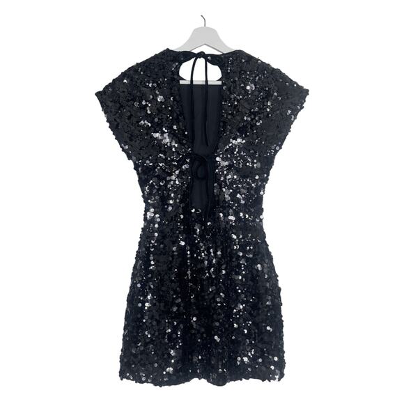 Ganni Velvet Sequins Mini Dress in Black - Picture 7 of 16